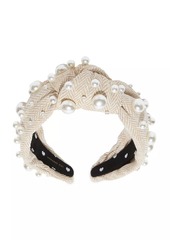 Lele Sadoughi Imitation Pearl Knotted Headband