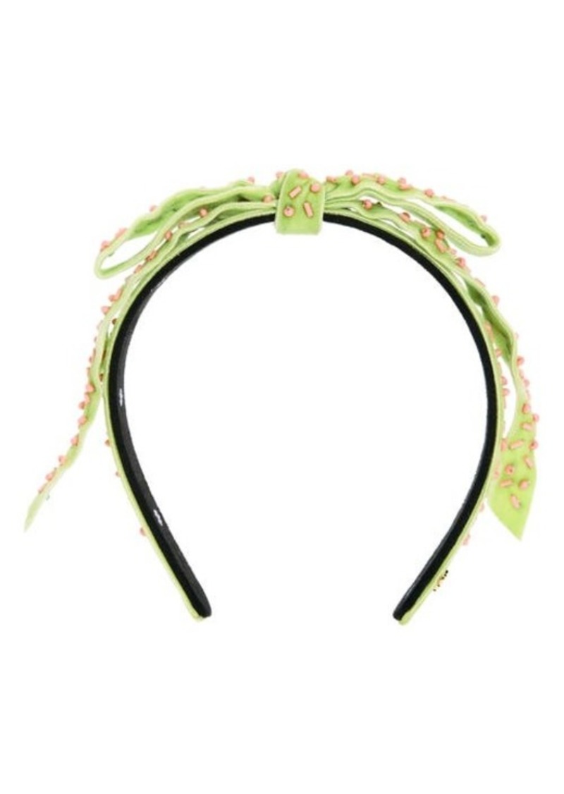 Lele Sadoughi Beaded Velvet Ribbon Headband