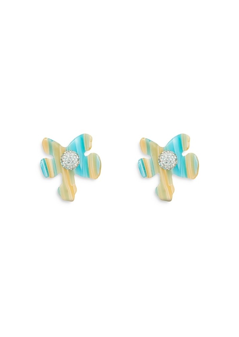 Lele Sadoughi Crystal Lily Button Earrings