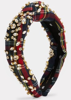 Lele Sadoughi Embellished Knotted Plaid Headband