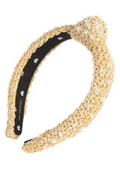 Lele Sadoughi Imitation Pearl Embellished Raffia Headband