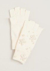Lele Sadoughi Imitation Pearl Snowflake Fingerless Knit Gloves