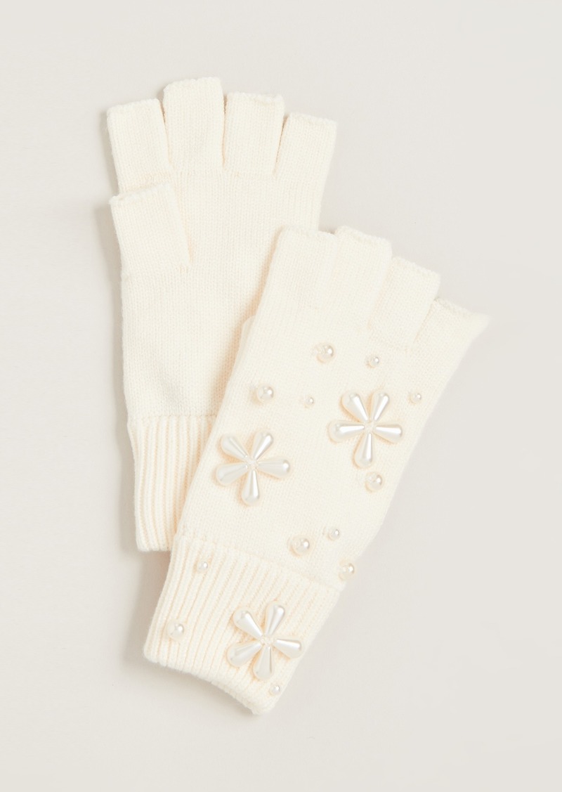 Lele Sadoughi Imitation Pearl Snowflake Fingerless Knit Gloves