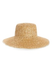 Lele Sadoughi Imitation Pearl Straw Hat