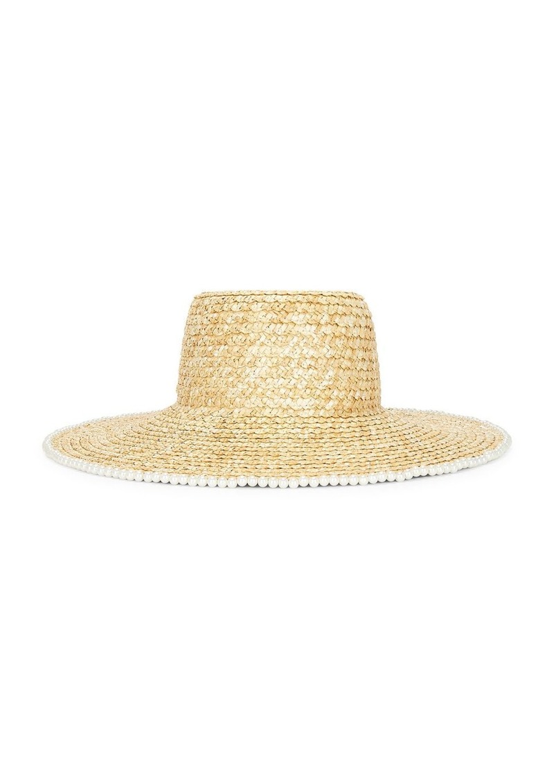 Lele Sadoughi Pearl Edge Straw Hat