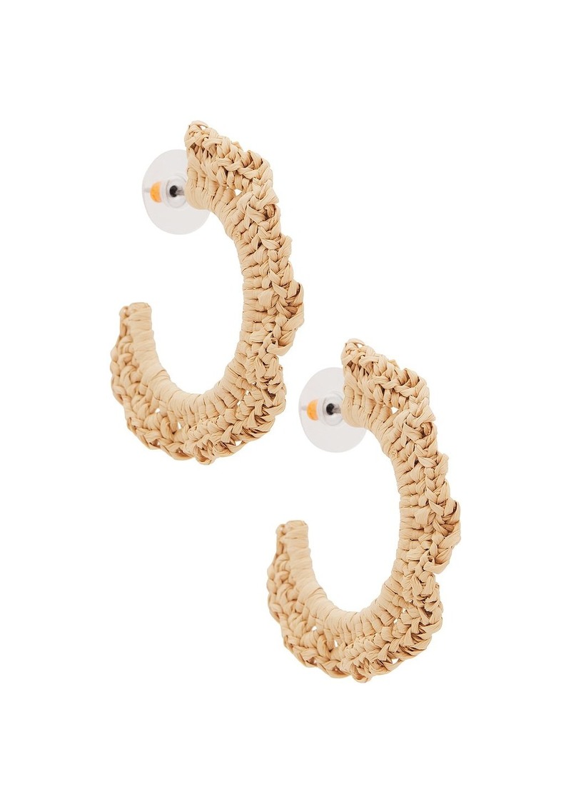 Lele Sadoughi Ruffle Raffia Hoop Earring