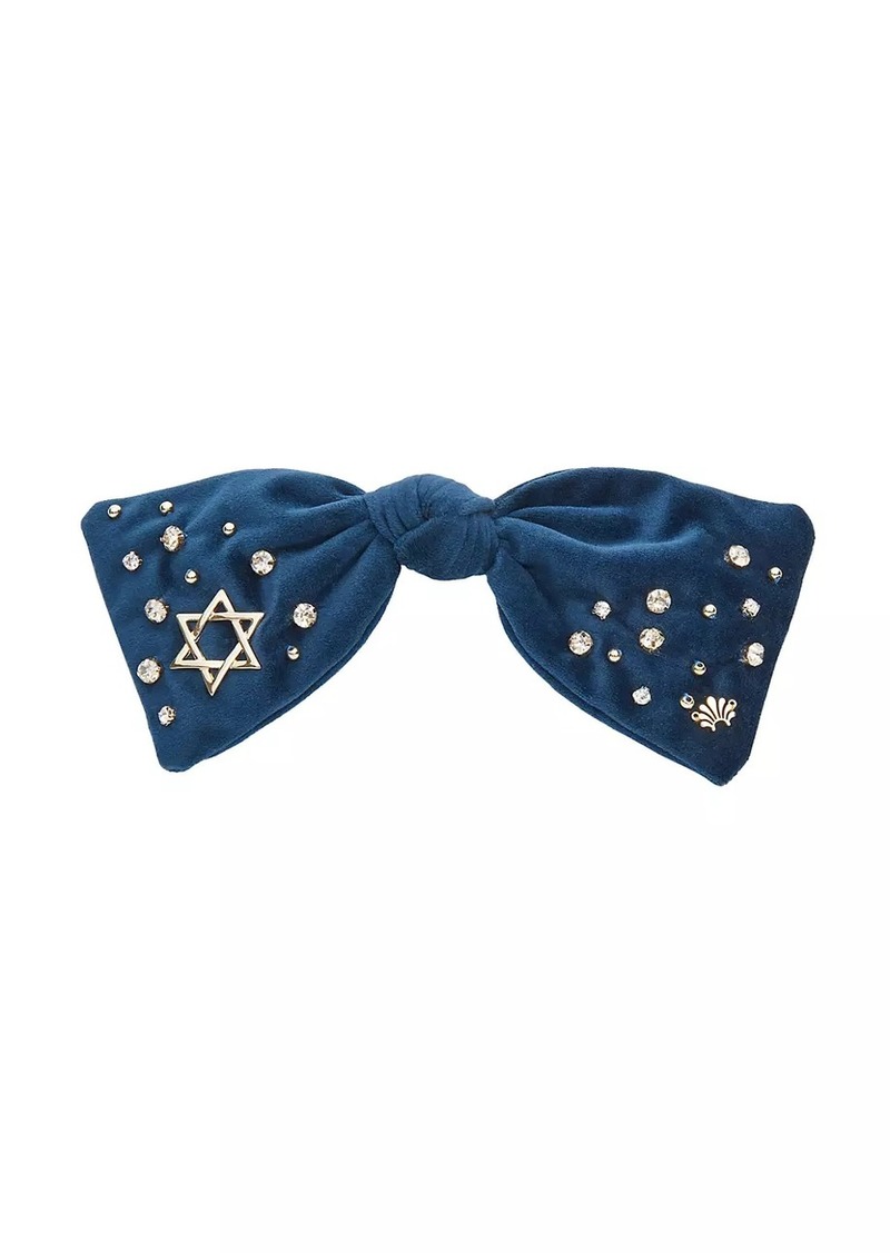 Lele Sadoughi Paloma Embellished Velvet Bow Barrette