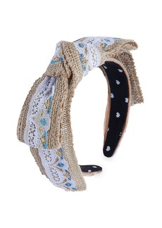 Lele Sadoughi Shirley Linen Lace Ribbon Headband