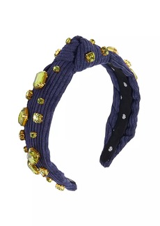 Lele Sadoughi Slim Knotted Crystal-Embellished Corduroy Headband