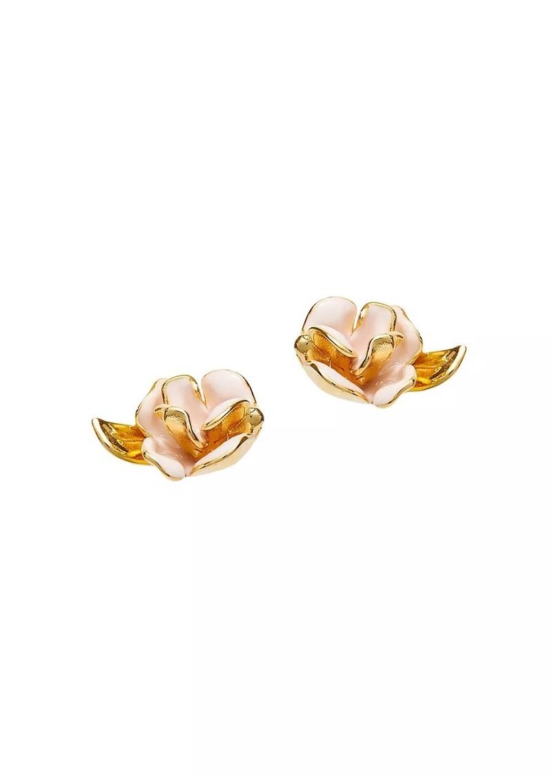 The Met x Lele Sadoughi 14K-Gold-Plated & Enamel Rose Stud Earrings