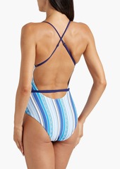 LemLem - Eshal wrap-effect stretch-jacquard swimsuit - Blue - L