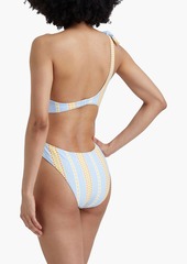 LemLem - Jemari one-shoulder cutout stretch-jacquard swimsuit - Blue - XS