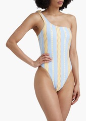 LemLem - Jemari one-shoulder cutout stretch-jacquard swimsuit - Blue - XS