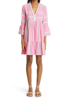 lemlem Amira Stripe Flutter Sleeve Cotton Blend Cover-Up Dress in Pink at Nordstrom