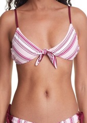 lemlem Neela Tie Front Bikini Top in Pink at Nordstrom