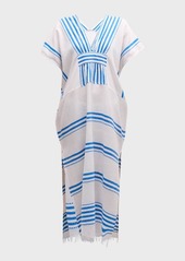 Lemlem Striped Gasira V-Neck Caftan Coverup