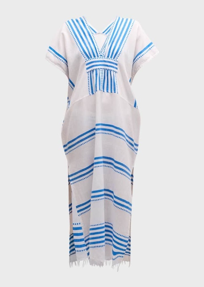 Lemlem Striped Gasira V-Neck Caftan Coverup