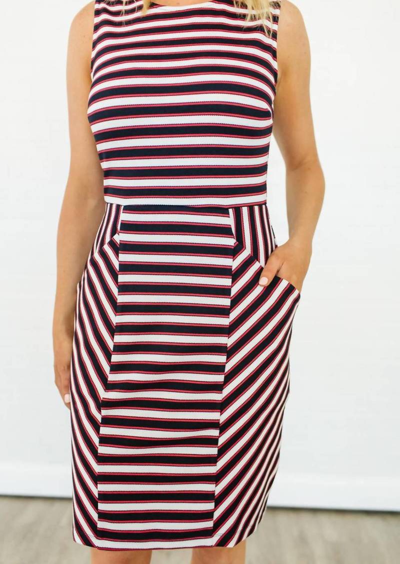 Leota Cabana Panel Dress In Red/blue/white Stripe