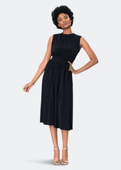 Leota Mindy Shirred  Midi Dress In Black Crepe - XL - Also in: S, XS, L, M