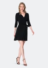 Leota Perfect Wrap Mini Dress In Black Crepe - XL