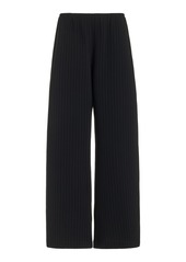 Leset - Arielle Pinstriped Wide-Leg Pants - Black - L - Moda Operandi