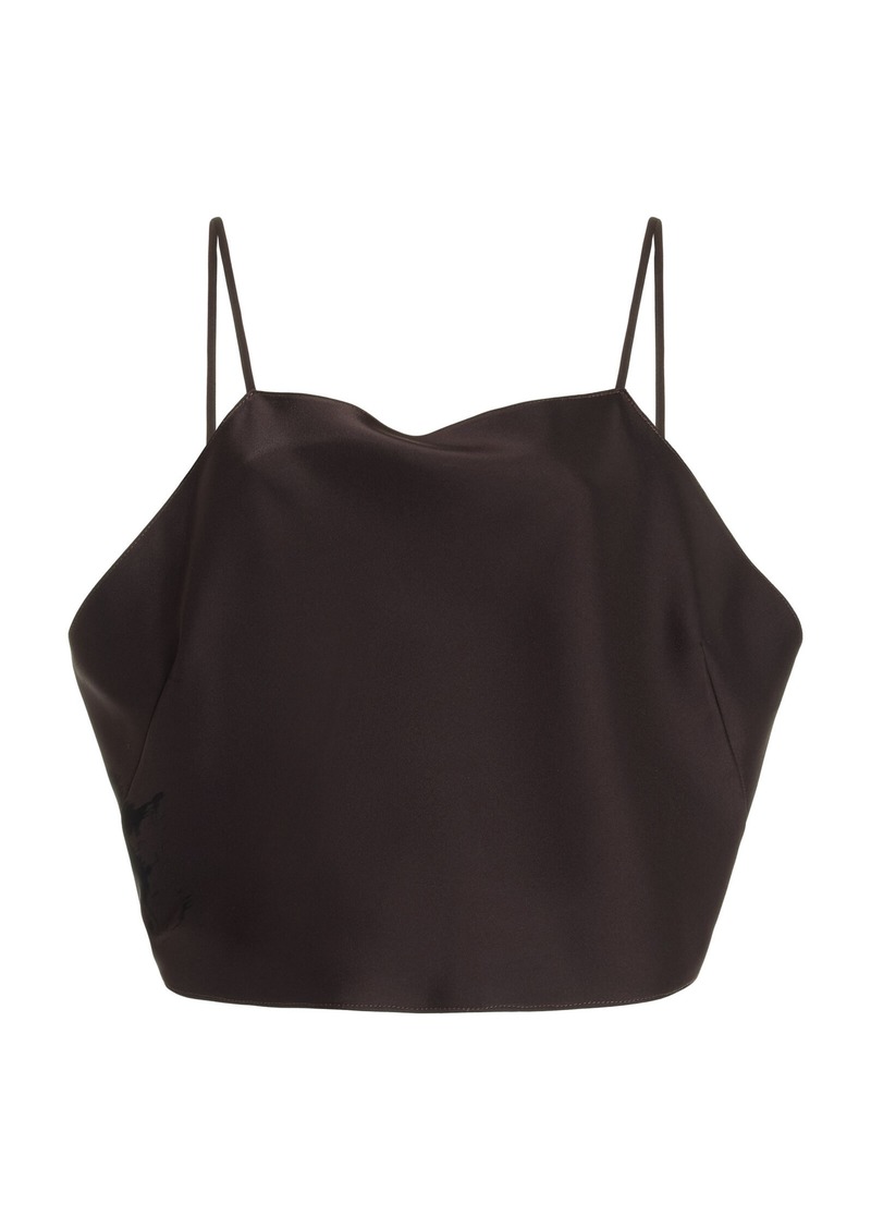 Leset - Barb Open Back Satin Cami Top - Brown - M - Moda Operandi