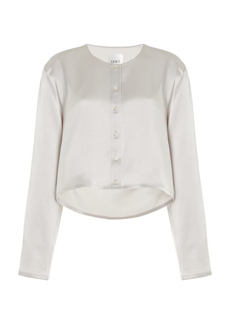 Leset - Barb Satin Cardigan - Silver - S - Moda Operandi