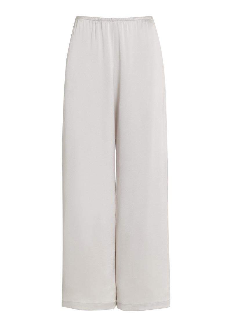 Leset - Barb Satin Wide-Leg Pants - Silver - XS - Moda Operandi