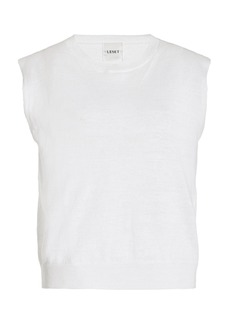 Leset - Eve Knit Linen-Blend Top - White - L - Moda Operandi