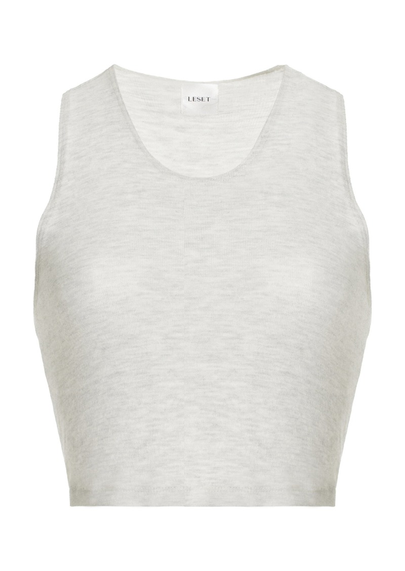 Leset - Lauren Cropped Racerback Tank Top - Grey - M - Moda Operandi