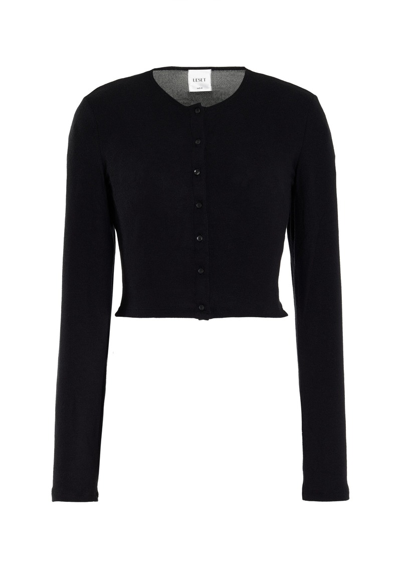 Leset - Lauren II Cropped Jersey Cardigan - Black - L - Moda Operandi