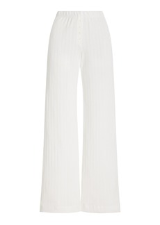 Leset - Pointelle-Knit Cotton Boxer Pants - White - XS - Moda Operandi