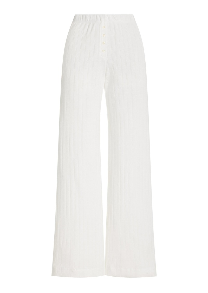 Leset - Pointelle-Knit Cotton Boxer Pants - White - XS - Moda Operandi