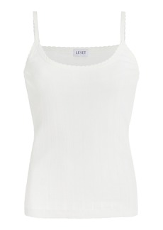 Leset - Pointelle-Knit Cotton Tank Top - White - XL - Moda Operandi