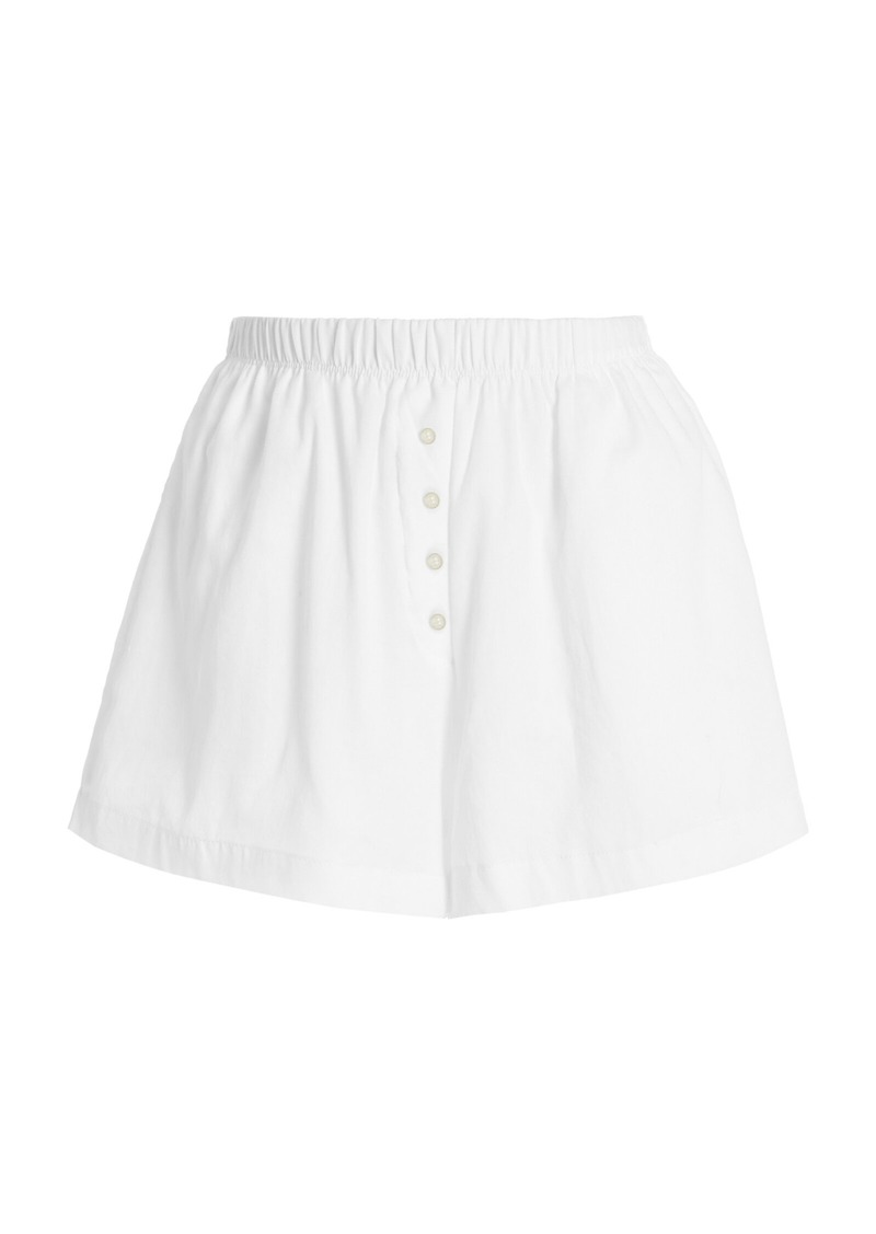 Leset - Yoko Cotton Boxer Shorts - White - L - Moda Operandi