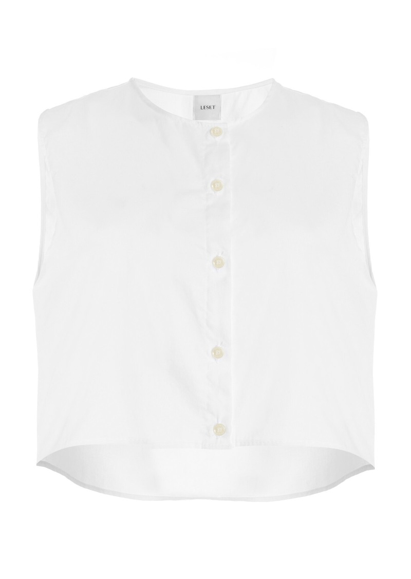 Leset - Yoko Cropped Cotton Vest - White - M - Moda Operandi