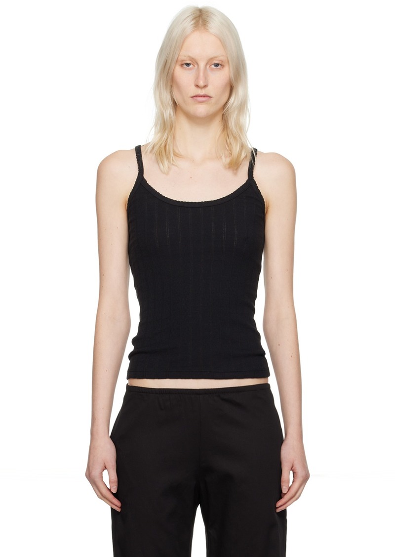 LESET Black Scalloped Tank Top