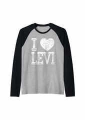 Levi's I Love Levi Valentine Boyfriend Son Boy Heart Husband Name Raglan Baseball Tee