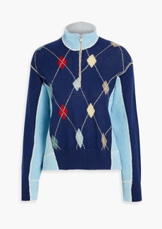 LEVI'S - 80s argyle knitted half-zip sweater - Blue - XS