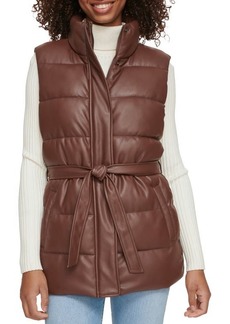 levi's 361 Belted Water Resistant Faux Leather Puffer Vest