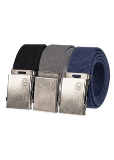 Levi's All-Gender Casual Cut-to-Fit Web Belt Set –3 Pack Straps with One Interchangeable Buckle