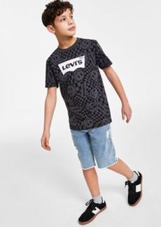 Levi's Levis Big Boys Checkered Smiley T Shirt 511 Slim Fit Denim Shorts Separates