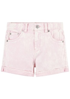 Levi's Big Girls Angled Fray Cuff Adjustable Waistband Girlfriend Shorts - Chalk Pink