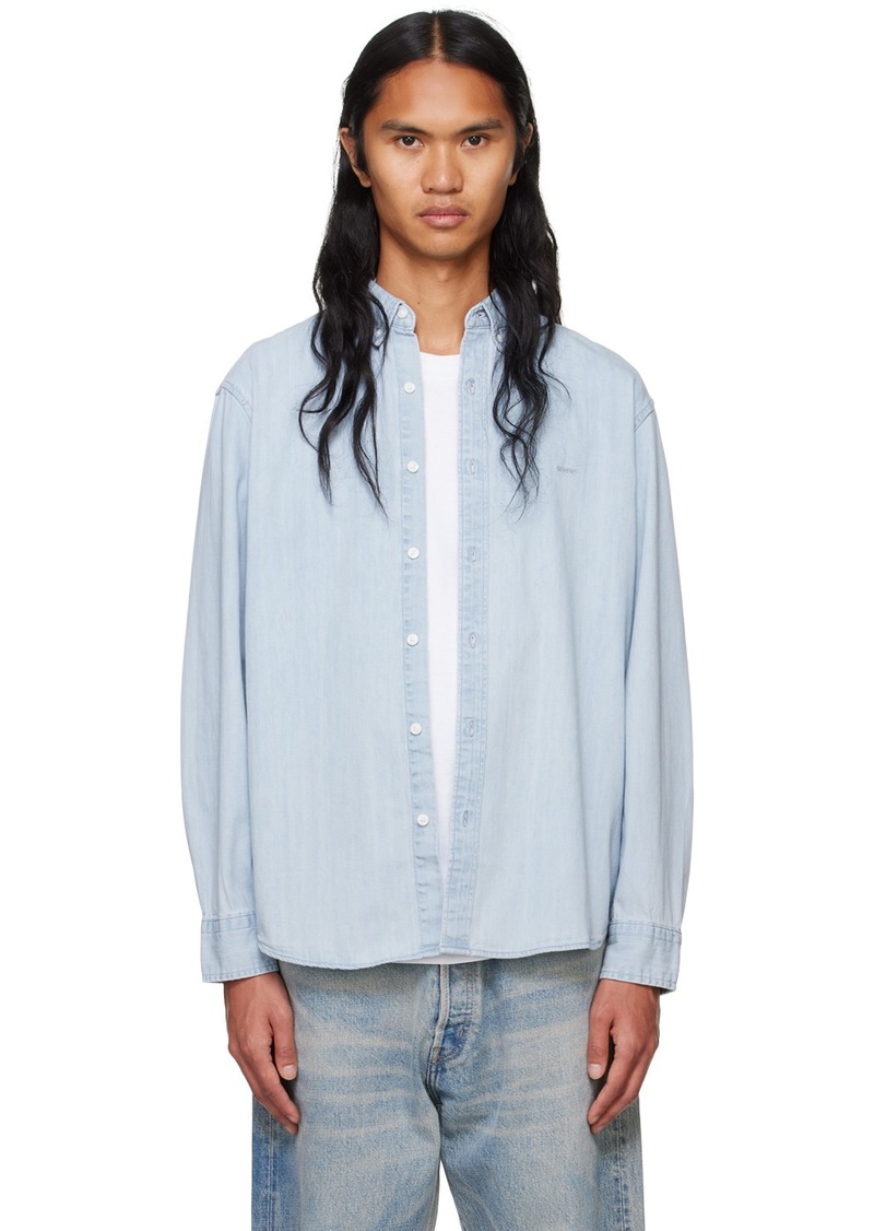 Levi's Blue Embroidered Logo Denim Shirt