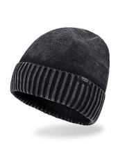 Levi's Classic Warm Winter Knit Beanie Cap Fleece Lined for Men and Women Beanie Hat Acid Black
