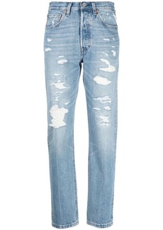 levi's cropped blue trousers