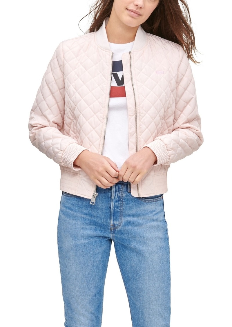 Levi's Diamond Quilted Casual Bomber Jacket - Peach Blush