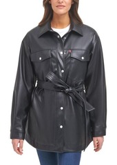levi's Faux Leather Belted Shirt Jacket