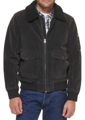 levi's Faux Suede Aviator Bomber Jacket with Removable Faux Shearling Collar