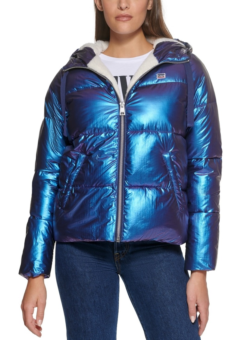 Women's Hooded Faux-Sherpa-Lined Puffer Coat, Created for Macy's - 50% Off!